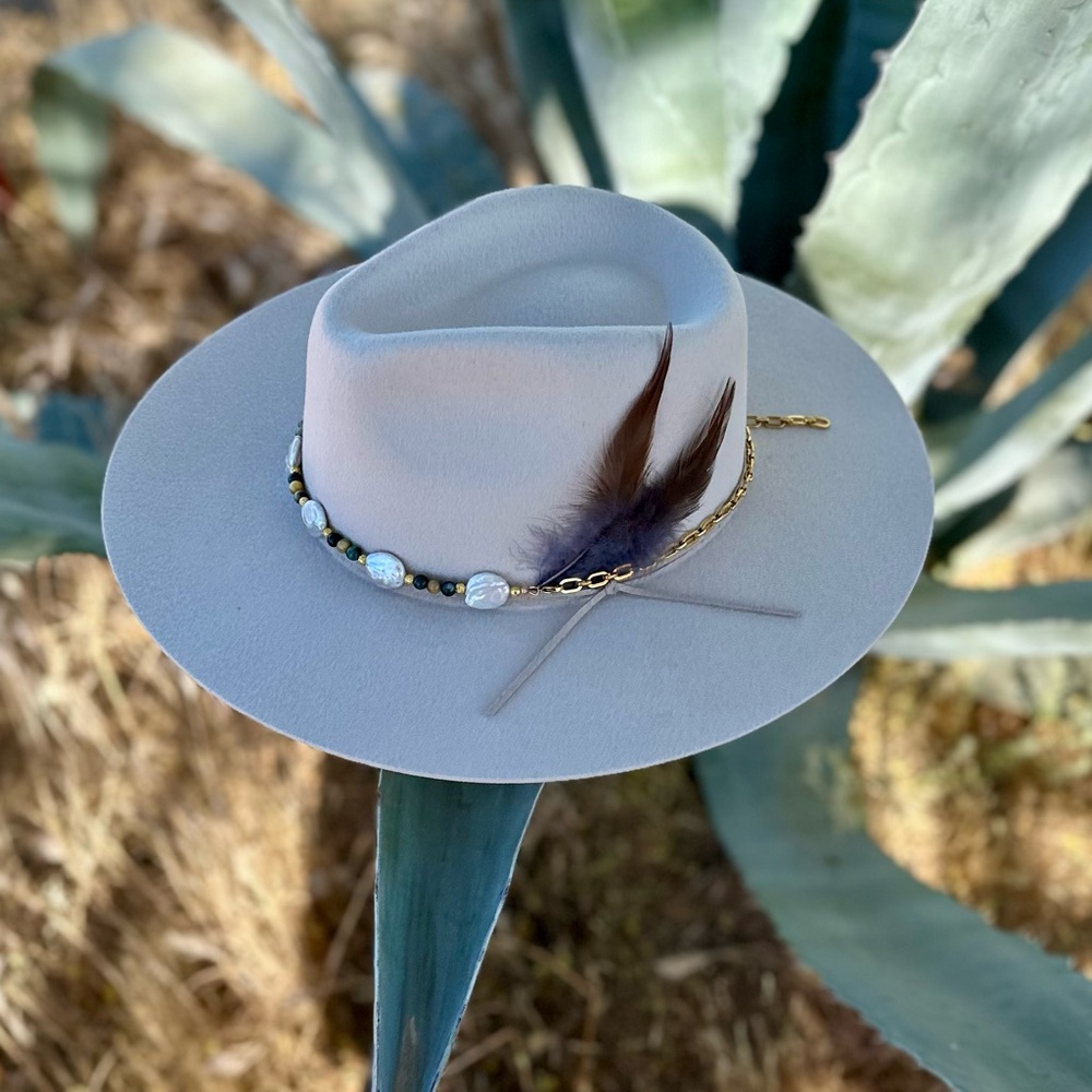 Freshwater Pearl and Tigers Eye Hat Band - Picture 10 of 10